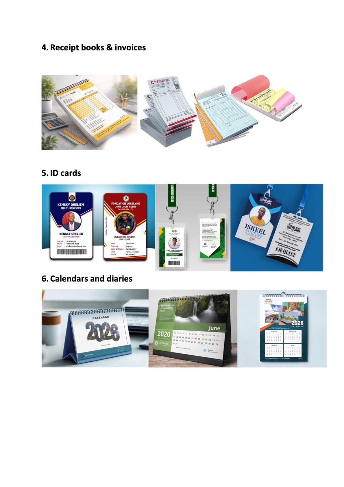 Receipt Books & Invoices